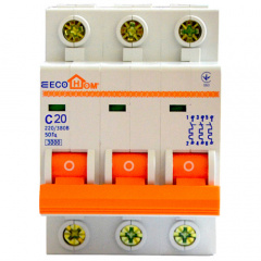 Автоматичний вимикач ECO 3р 20А EcoHome Свеса