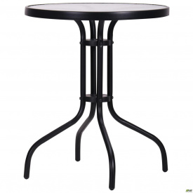 Стеклянный столик AMF Rico круглая столешница 60 см на металлокаркасе черный