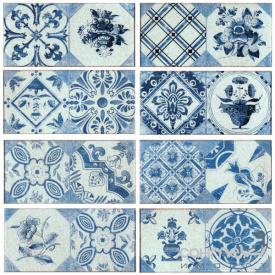 Клинкерная плитка декор Gres de Aragon Tabica Retro Azul 12x33