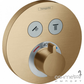 Змішувач-термостат прихованого монтажу на 2 споживачі Hansgrohe Shower Select S 15743140 матова бронза