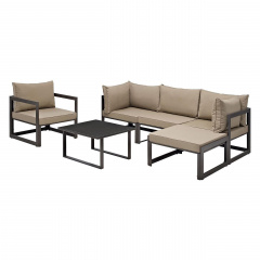 Комплект уличной мебели диван кресло пуфик столик в стиле LOFT Черный (NS-321) Львов