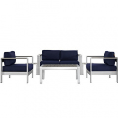 Комплект уличной мебели диван 2 кресла столик в стиле LOFT Серый (NS-319) Суми