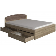 Двуспальная кровать Эверест Астория с двумя ящиками 160х200 см сонома + трюфель (EVR-2489) Гайсин