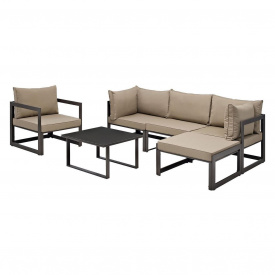 Комплект уличной мебели диван кресло пуфик столик в стиле LOFT Черный (NS-321)