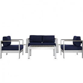 Комплект уличной мебели диван 2 кресла столик в стиле LOFT Серый (NS-319)