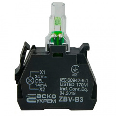 ZBV-B3 Блок для подсветки зеленый 24В для кнопок TB5 Аско Укрем (A0140010210) Хмельницький