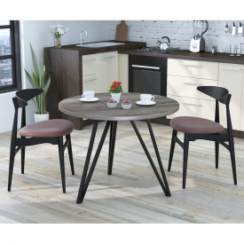 Круглый стол обеденный Лима Loft-Design D100 см дуб-палена