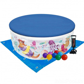Детский надувной бассейн Intex 58480-3 «Аквариум», 152 х 56 см, с шариками 10 шт, тентом, подстилкой, насосом (hub_h4ad8o)