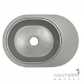 Овальная гранитная кухонная мойка с сушкой Adamant Ovale 610x420x180 04 серый