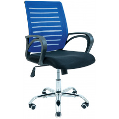 Компьютерное кресло Richman Флеш спинка-сетка синяя на колесиках хром Ровно