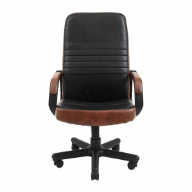 Офісне крісло Richman Prius кожзам чорно-коричневий на коліщатках пластик