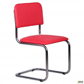 Офісний стілець АМФ Сільвія хром полозах червоне сидіння