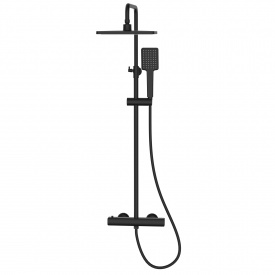 IMPRESE BILOVEC BM система душевая (смеситель-термостат для душа, верхний и ручной душ, шланг полимер), черный матовый
