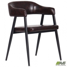 Гостевое кресло AMF Ramones черные ножки мягкое сидение коричневое для посетителей в кафе