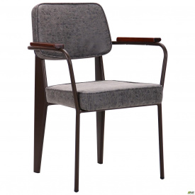 Мягкое кресло AMF Lennon кофе-бетон c деревянными подлокотниками