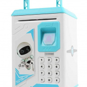 Электронный сейф копилка Robot Bodyguard с отпечатком пальца Голубой (101291)