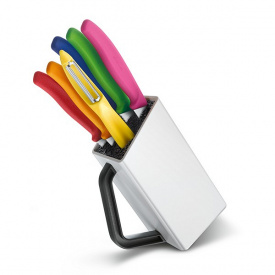 Набор кухонных ножей и подставки Victorinox Swiss Classic Utility Block 7 предметов Разноцветные (6.7127.6L14)