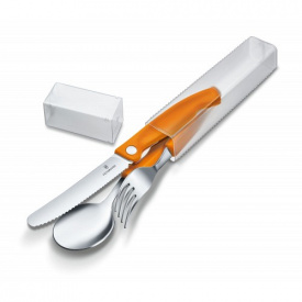 Набор кухонний из 3-х предметов "Victorinox" SwissClassic Table Set с оранжевыми ручками в жестком пластиковом чехле (6.7192.F9)