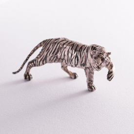 Серебряная фигура Тигр ручной роботы Оникс 53.8 г
