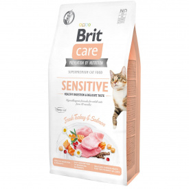 Корм для привередливых кошек Brit Care Sensitive Healthy Digestion Delicate Taste 7кг с индейкой и лососем