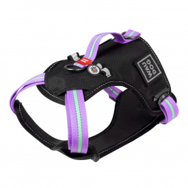 Шлея для собак безопасная WAUDOG Nylon Металлическая пряжка-фастекс L Ш 25 мм А 55-85 см В 65-85 см Фиолетовый
