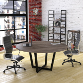 Круглий стіл офісний D-1600 Loft-design стільниця дуб-палена