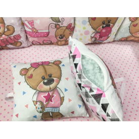 Комплект бортиков-подушек с панельками Top Hit "Мишка девочка" розовый (r1129)