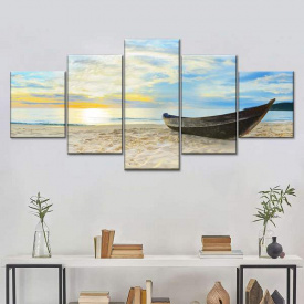 Модульная картина из пяти частей Art Studio Shop Лодка на песку 112x48 см (M5_M_93)