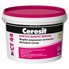 Фасадная акриловая краска Ceresit CT 44 ACRYLIC ELASTIC SPECIAL БАЗА БЕЛАЯ (10л) Дубно