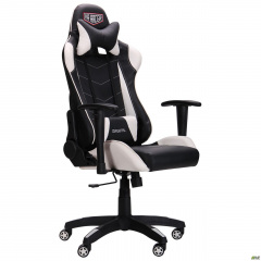 Комп'ютерне крісло AMF VR Racer Blade ергономічне сидіння з чорно-біла кожзам для геймерів Дніпро