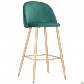 Барний стілець високий Bellini зелений колір тканини сидіння на металлокаркасе