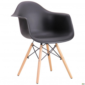 Пластиковое кресло AMF Salex PL Wood черное сидение ножки Лофт