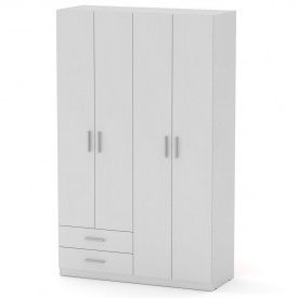 Шкаф-14 белый Компанит 195х120х46,4 см четырехдверный распашной для одежды в спальню