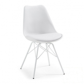 Стілець Тау 80х50х46 см білий пластикове сидіння з подушечкою на металевих ніжках