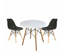 Круглий стіл JUMI Scandinavian Design black 80см. + 2 сучасні скандинавські стільці