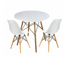 Круглий стіл JUMI Scandinavian Design white 80см. + 2 сучасні скандинавські стільці