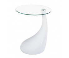 Столик дизайнерський журнальний SDM Перла пластик стільниця кругла скло 50 см Білий (hub_2qzk5i)