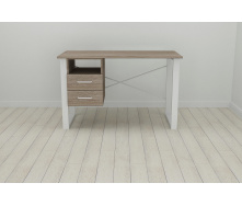 Письменный стол с ящиками Ferrum-decor Оскар 750x1200x600 металл Белый ДСП Сонома Трюфель 16 мм (OSK0012)