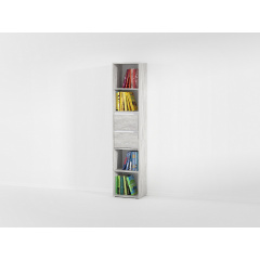 Полка для книг с выдвижными ящиками Forte Alice 1710x362x299 Бетон Обухов