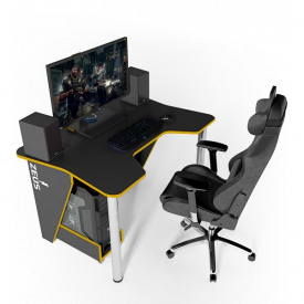 Геймерский игровой стол ZEUS IGROK-3 Черный/Желтый