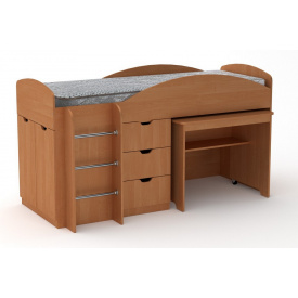 Двухъярусная кровать с выкатным столом Компанит Универсал ольха