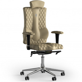 Кресло KULIK SYSTEM ELEGANCE Экокожа с подголовником со строчкой Песочный (10-901-WS-MC-0212)