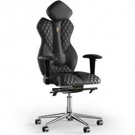 Кресло KULIK SYSTEM ROYAL Кожа с подголовником со строчкой Черный (5-901-WS-MC-0101)