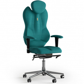 Кресло KULIK SYSTEM GRAND Ткань с подголовником без строчки Аквамарин (4-901-BS-MC-0512)