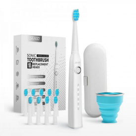 Электрическая зубная щетка звуковая 10 Насадок + 5 Режимов + Кейс для хранения Seago SG958 Взрослая Белая (278)