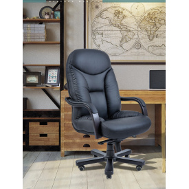 Офисное Кресло Руководителя Maximus Кожа Комбо Wood Lux М1 Tilt Черное