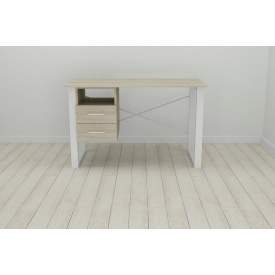 Письменный стол с ящиками Ferrum-decor Оскар 750x1400x700 металл Белый ДСП Сонома 16 мм (OSK0074)