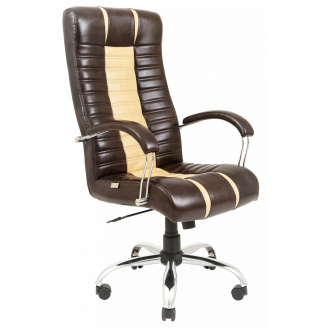 Офисное Кресло Руководителя Richman Атлант Титан Dark Brown-Beige Хром М2 AnyFix Бежево-коричневое
