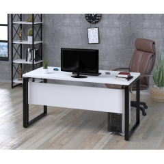 Письменный стол Loft-design G-160-32 с царгой белая столешница 1600х700 мм на черных ножках Днепр