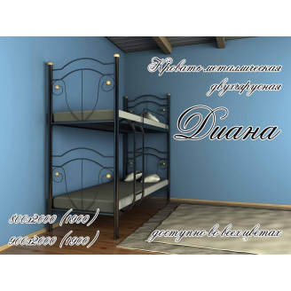 Ліжко 2 ярусу Метал-Дизайн Діана 1900(2000)х800 мм чорний оксамит/чорний